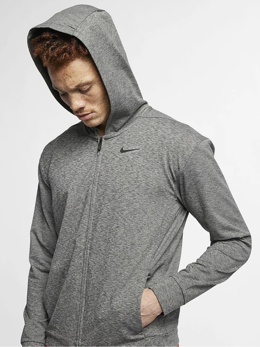 Nike Dri-Fit Full Zip Yoga Training Hoodie Heather Gray Men’s Size L